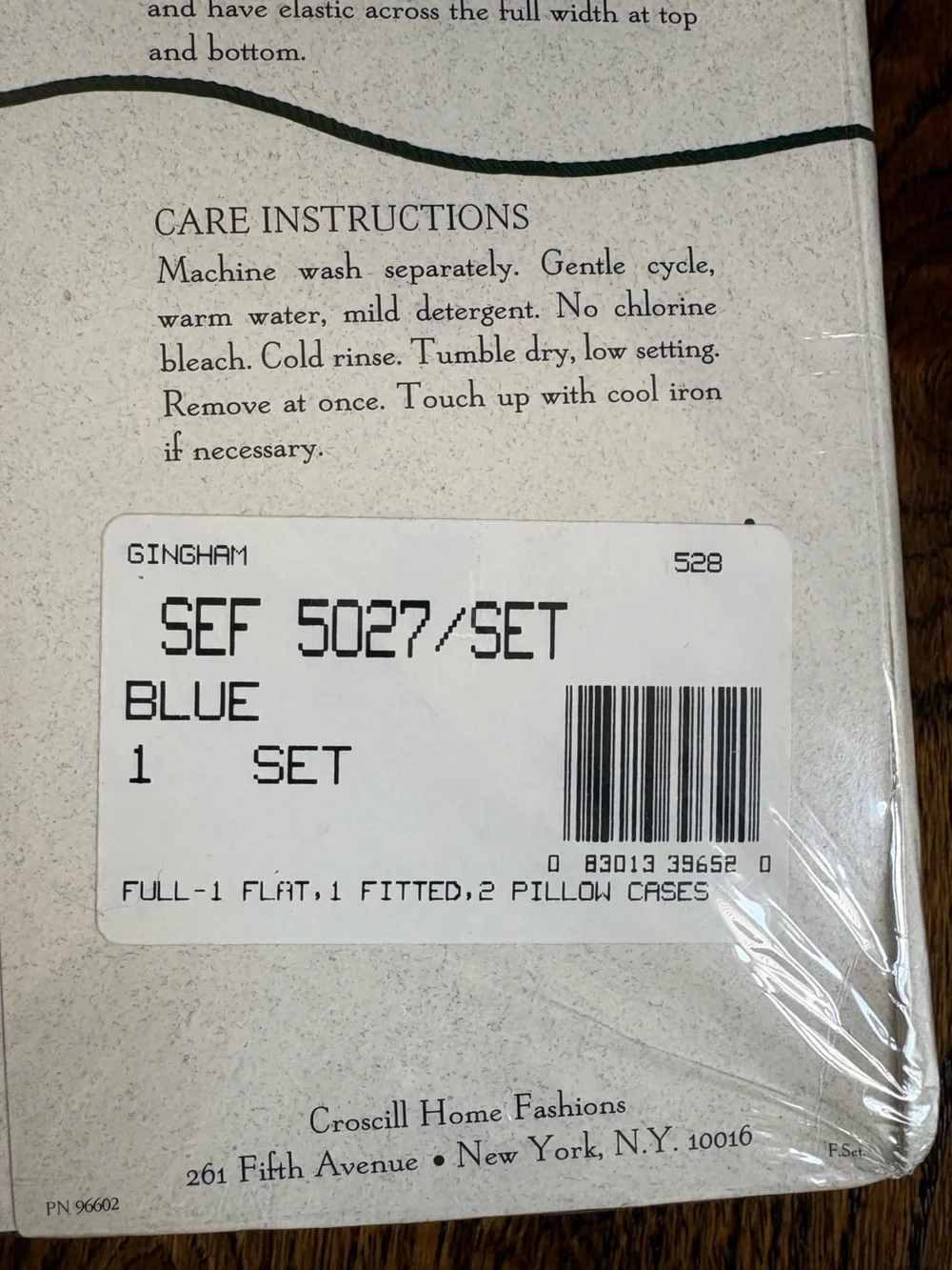 Croscill Blue Gingham Full Sheet Set Cottagecore Vintage NOS 180 Percale